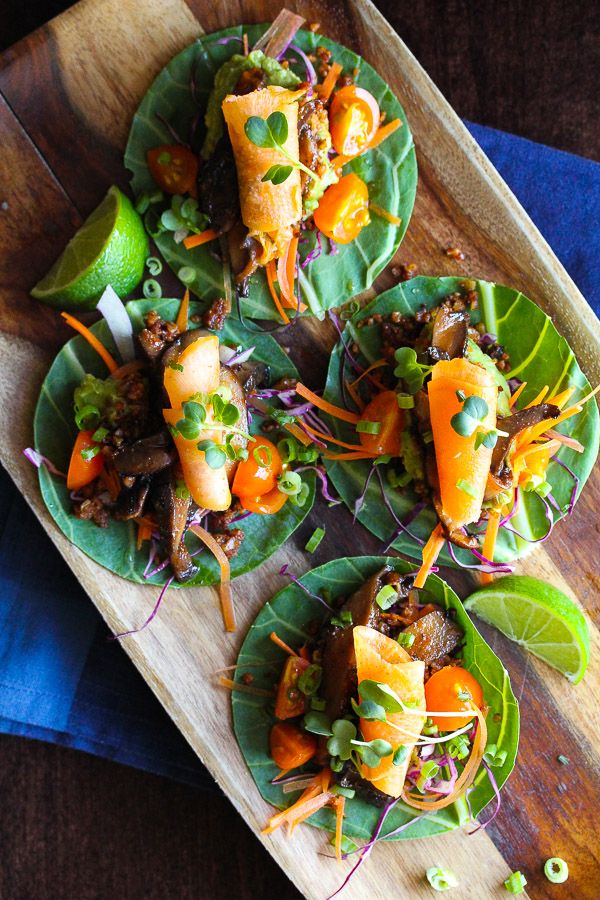 Korean Portobello Mushroom Collard Taco